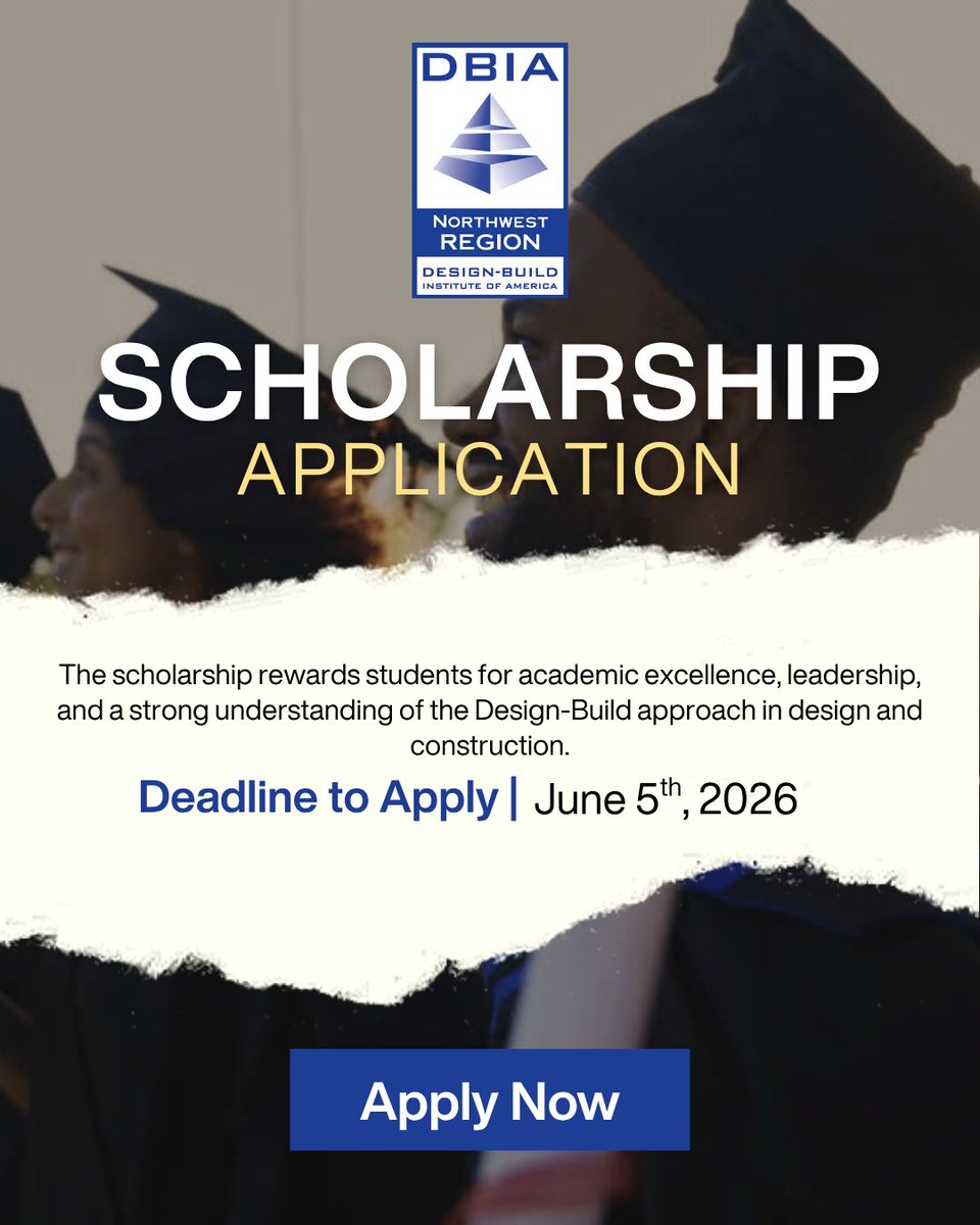 dbianw's tweet photo. 🎓 Reminder: DBIA NW Scholarship Applications Close Soon!

Don’t miss your chance to apply for the $2,500 DBIA Northwest Student Scholarship, supporting future leaders in design and construction.  https://t.co/DZUTguzHo6

#DBIANorthwest #DesignBuild https://t.co/SYPrQLoJDb