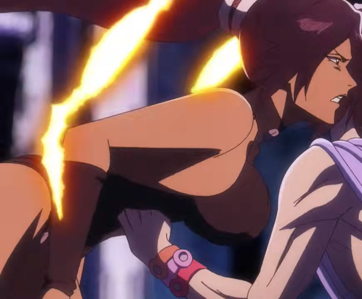 Myrmonden's tweet photo. WoW Yoruichi got punched so hard they DETAILED OUT HER NIPPLES 
 I dont think Bleach has ever done such DETAILS on Yoruichi before :)

best trailer in anime 

#Yoruichi #bleach https://t.co/ReXZ0upezf