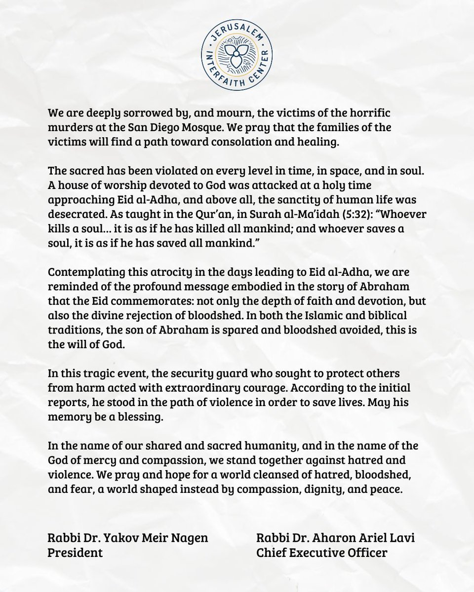 Jerusalem Interfaith Center tweet media