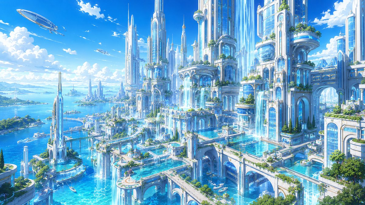 __LONPEL__'s tweet photo. 【無料背景素材配布】
海上ファンタジー水上都市の背景素材を無料配布中🌊
魔法と水の息づく美しい街並みをお届けします！
商用利用OK・クレジット不要 https://t.co/O9I51Z4TUb