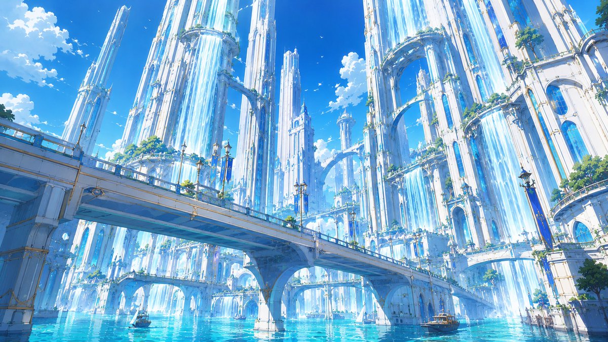 __LONPEL__'s tweet photo. 【無料背景素材配布】
海上ファンタジー水上都市の背景素材を無料配布中🌊
魔法と水の息づく美しい街並みをお届けします！
商用利用OK・クレジット不要 https://t.co/O9I51Z4TUb