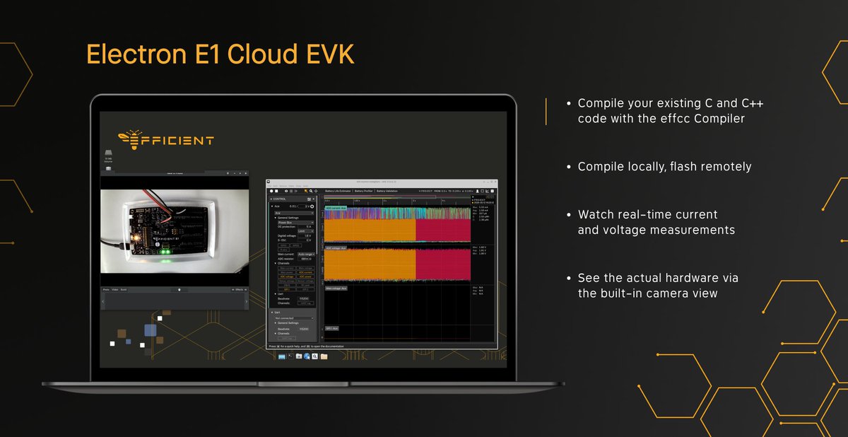 efficient_hq's tweet photo. No hardware on hand? No problem.
The Electron E1 Cloud EVK gives developers a fully hosted environment to flash and debug firmware, run performance and energy profiling, and explore the E1's architecture and tooling, without waiting for physical hardware.
It's the fastest path from curiosity to proof. Your code, your workloads, real results on the Fabric architecture delivering up to 100x greater energy efficiency than conventional low-power processors.
Sign up and start building today: https://t.co/Grb48mnQFO

#EfficientComputer #CloudEVK #EdgeAI #EmbeddedDevelopment #ElectronE1
