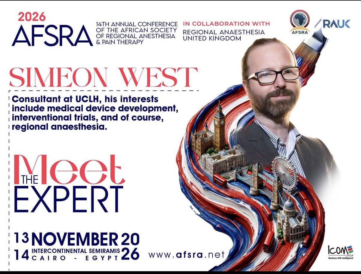AFSRA10's tweet photo. Grace, expertise, and dedication — qualities embodied by @uclhregional 
We are delighted to welcome him to #AFSRA2026 in collaboration with @RegionalAnaesUK where knowledge meets inspiration in #RegionalAnaesthesia

Submission link: https://t.co/2rvp9ireMQ
Full Registration: https://t.co/G79ANtI6L6
Scientific Registration: https://t.co/QW3DfqNC84
Website: https://t.co/oZ4DGnKn7v
📅13-14 Nov 2026
👉 InterContinental Semiramis Cairo, Egypt
