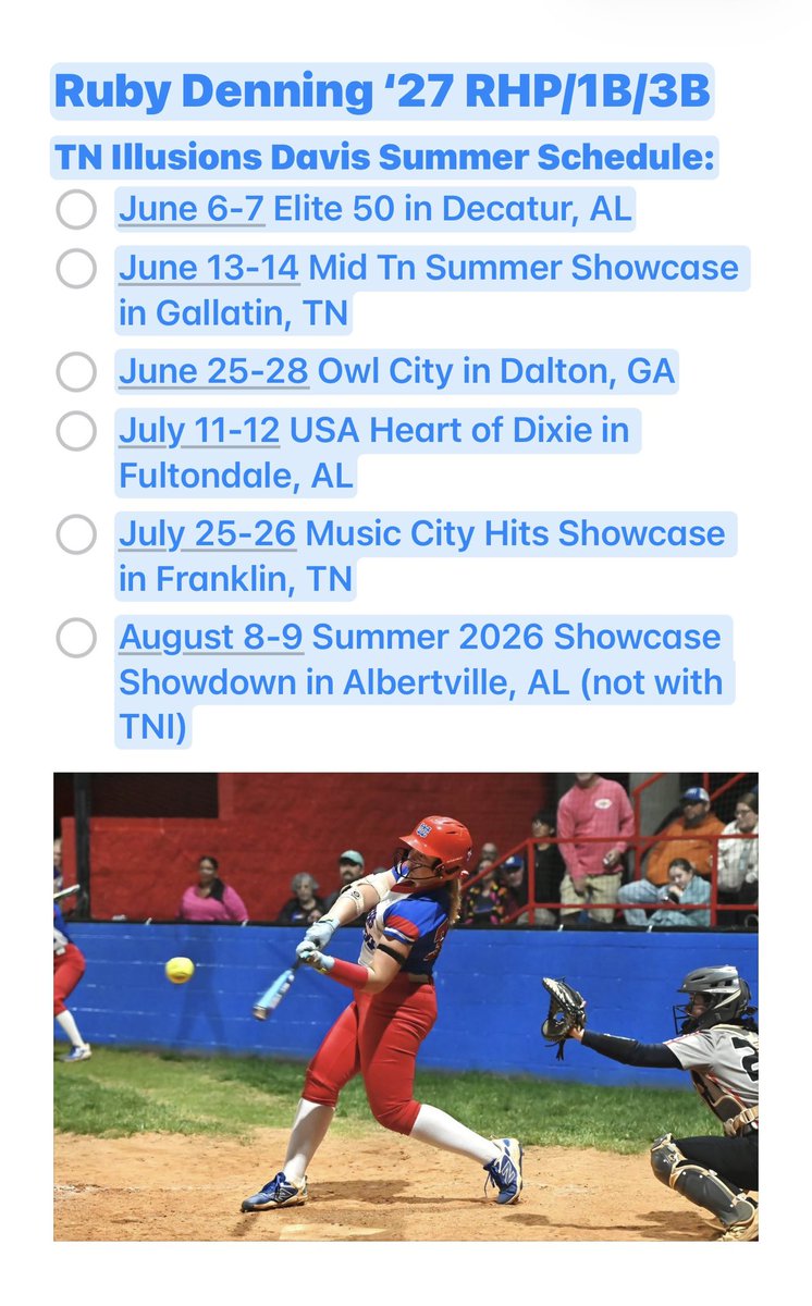 RubyDenning_'s tweet photo. Summer schedule- can’t wait to get going! @TNIDavis26_27 https://t.co/Cr1KUXRHSL