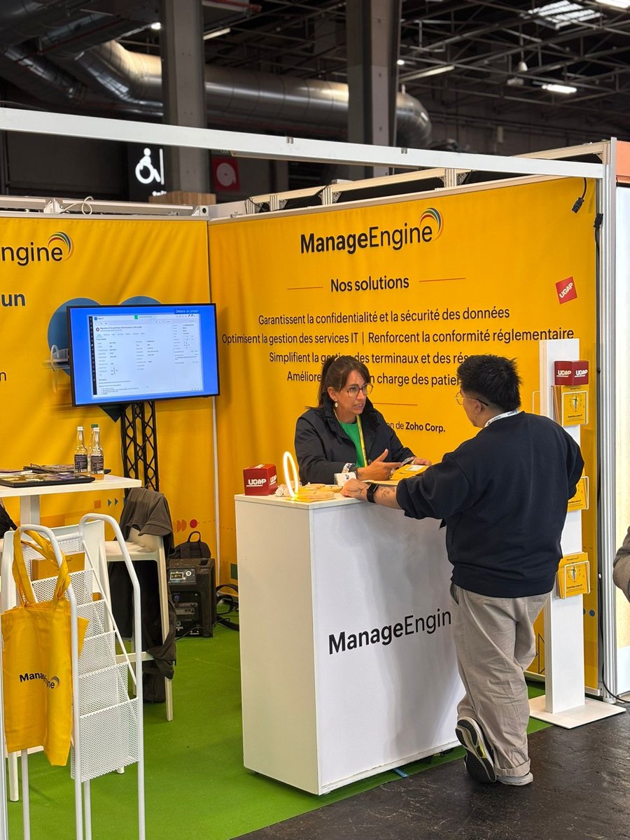 ManageEngineFra's tweet photo. Quelle première journée à SantExpo 2026 ! 

Merci à tous ceux qui sont passés nous voir sur le stand  M70. 

Les échanges autour de la cybersécurité, la gestion IT et l'innovation santé étaient au rendez-vous. On vous attend encore demain ! https://t.co/KiYWSL6S9e