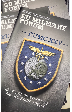 ChairmanEUMC's tweet photo. Marking the 25th Anniversary of the EU Military Committee, we have launched a special edition of the EU Military Forum.
Soon available at https://t.co/sUvqSOEWgv.
Unity, Strength, Security
#EU #NATO #CSDP #Security #Defence #Ukraine #ASPIDES #ATALANTA #EUNAVFORMED IRINI https://t.co/MKAR17jRlB