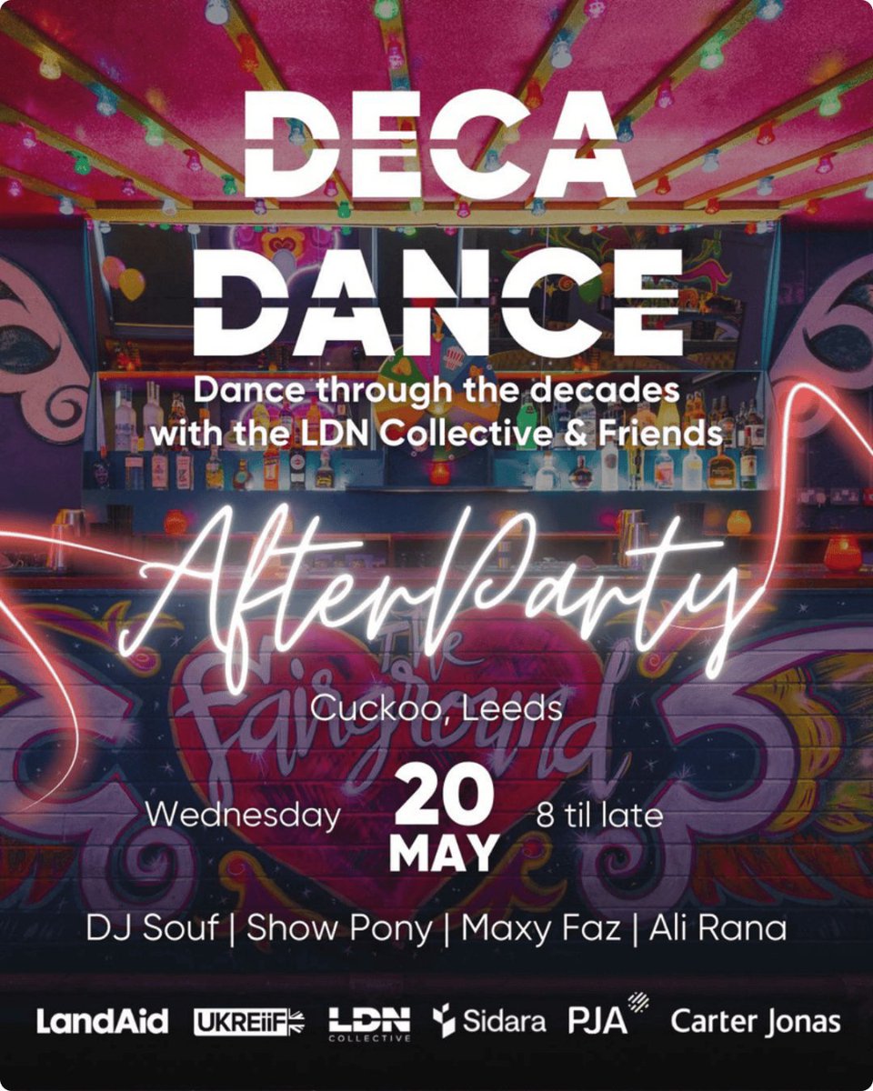 ldncollective_'s tweet photo. 🎉 LDN Collective &amp; Friends @UKREiiF After Party - DecaDance
20 May | from 20:00 | Cuckoo, Leeds

A journey through the decades with DJs from across the industry, raising funds for LandAid.

🎟️ Register: https://t.co/MrojNUha6O

#LDNCollective https://t.co/YaJf5cDdIl