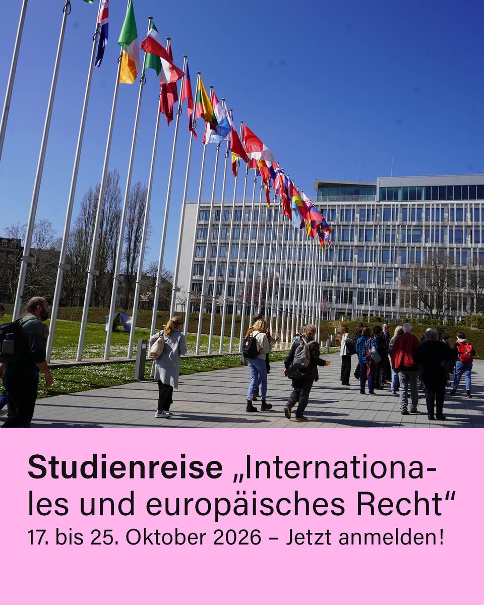 DasForumRecht's tweet photo. 🎓⚖️Jetzt anmelden für unsere Studienreise 2026:
Vom 17. bis 25. Oktober 2026 geht es auf eine neuntägige Reise zum Thema „Internationales und europäisches Recht“ – von Karlsruhe über Straßburg, Luxemburg und Brüssel bis nach Den Haag. 
🔗 Anmeldung: https://t.co/FU9DnjbtRT https://t.co/SKaWvWqzVc