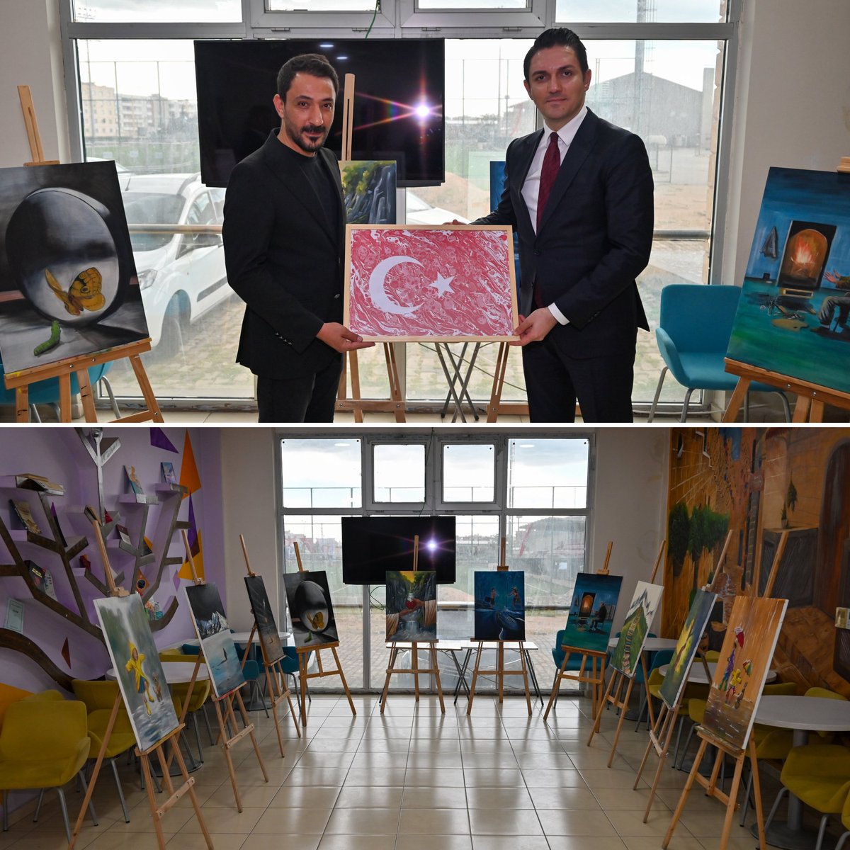 Nsy_Kaymakamlik's tweet photo. 📍Nusaybin/Gençlik Haftası Resim Sergisi 🖼️🌄🎨🖌️

Kaymakamımız Sayın Evren ÇAKIR, 4. Hudut Alay Komutan Yardımcısı Piyade Albay Kansu KURTULUŞ, Cumhuriyet Başsavcısı Murat BULUT, AK Parti Nusaybin İlçe Başkanı İrfan YILDIZOĞLU, MHP Nusaybin İlçe Başkanı Ahmet BADUR ve beraberindeki protokol üyeleri ile birlikte,

🇹🇷19 Mayıs Atatürk’ü Anma, Gençlik ve Spor Bayramı’mızın 107. yıl dönümü ve Gençlik Haftası etkinlikleri kapsamında, Gençlik Merkezi’nde düzenlenen Resim Sergisi’ni ziyaret etti.

📌Gençlerimizin birbirinden değerli eserlerini inceleyen Sayın Kaymakamımız, çalışmalarında başarılar diledi.

#19Mayıs
#Nusaybin #Mardin
@TC_icisleri @Mardin_Valiligi