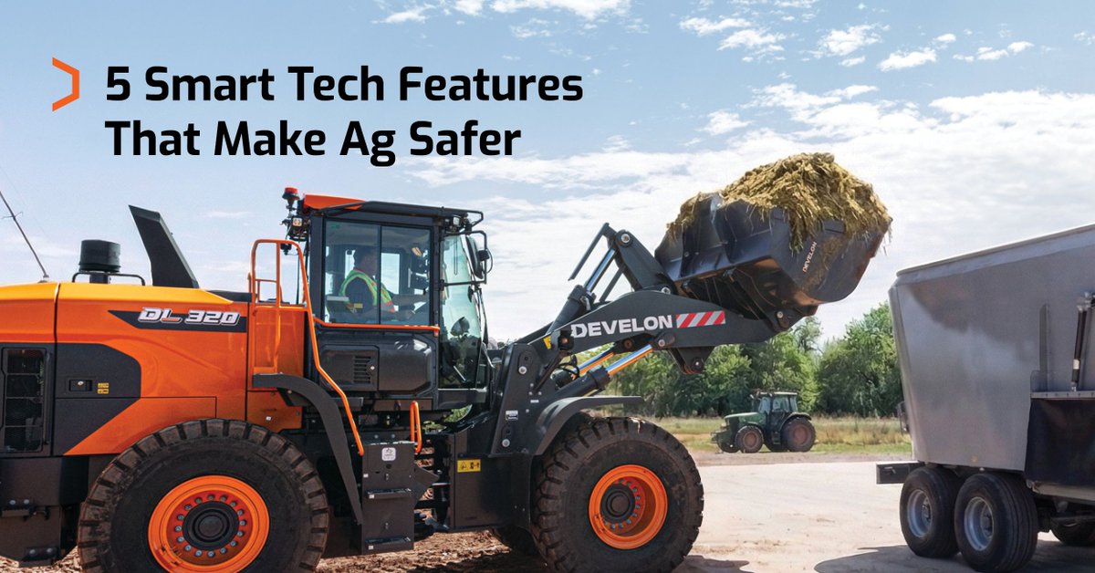 almatractor's tweet photo. Advanced wheel loader technologies can enhance safety on your farm. See how the latest features from DEVELON deliver:  https://t.co/487zpdekGq Call us today at (479) 632-6300 https://t.co/pt1EWMnsSu