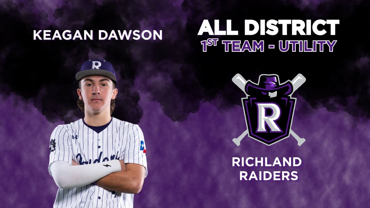 RHSBaseballBC's tweet photo. Congratulations to Keagan Dawson for being named 1st team all-district Utility. SS/P/C, held opponents to a .197 avg. on the mound...while hitting the 2nd most doubles for the Raiders. Richland strong! @RHSBaseball25 https://t.co/d3J4XY6vs1