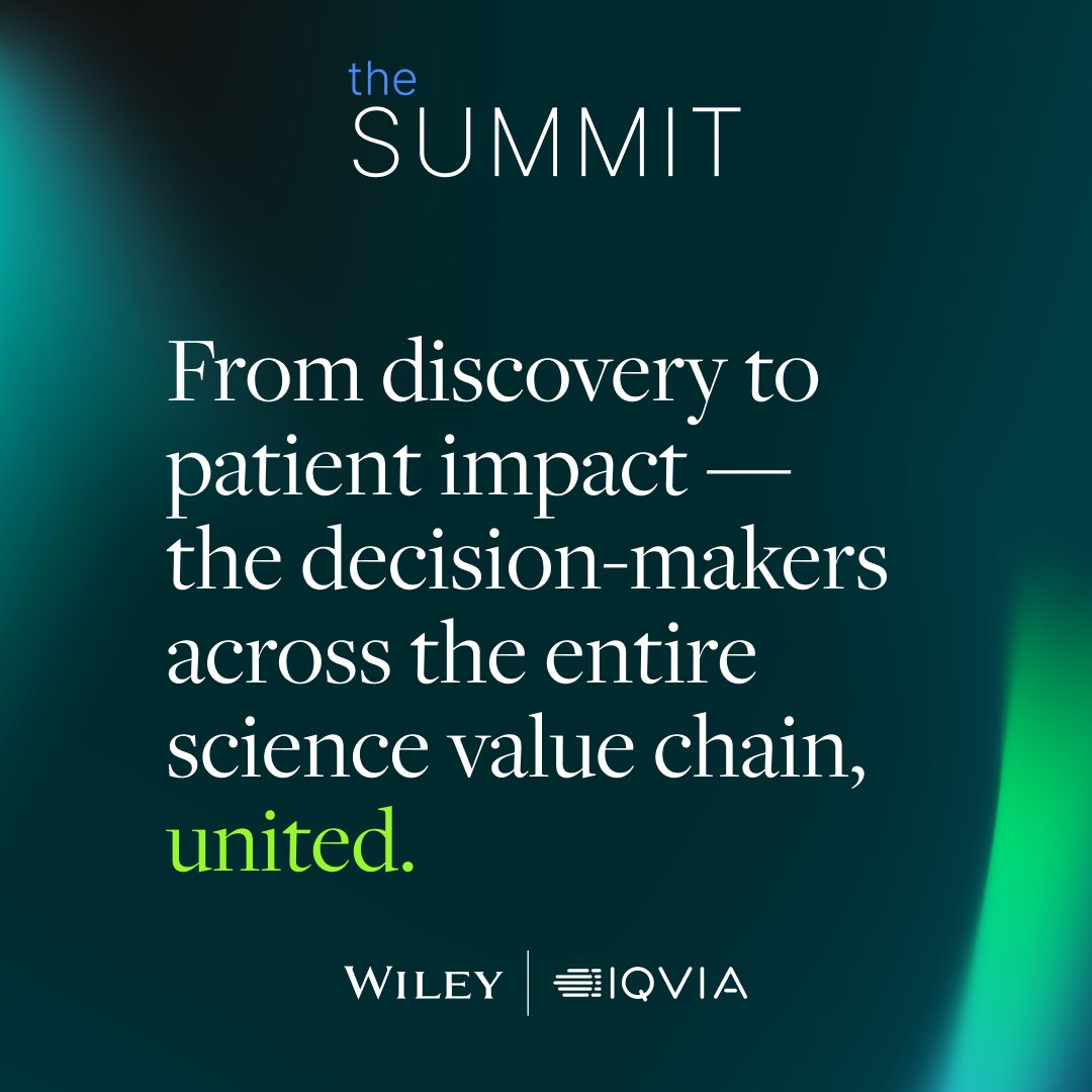 WileyGlobal's tweet photo. 25 leaders. Two days. One room.  The full span of the AI-impacted scientific value chain from first hypothesis to patient, in conversation together for the first time. 

Last week, Wiley and @IQVIA_global brought together 25 of the most consequential minds in pharma, academia, AI & technology, and medical publishing for The Summit —a gathering designed to tackle the hardest question in science right now: 

How do we accelerate the translation of rigorous science into real-world patient impact when AI is reshaping every single stage of that journey? 

This was the founding conversation. Insights to follow.  Watch this space.