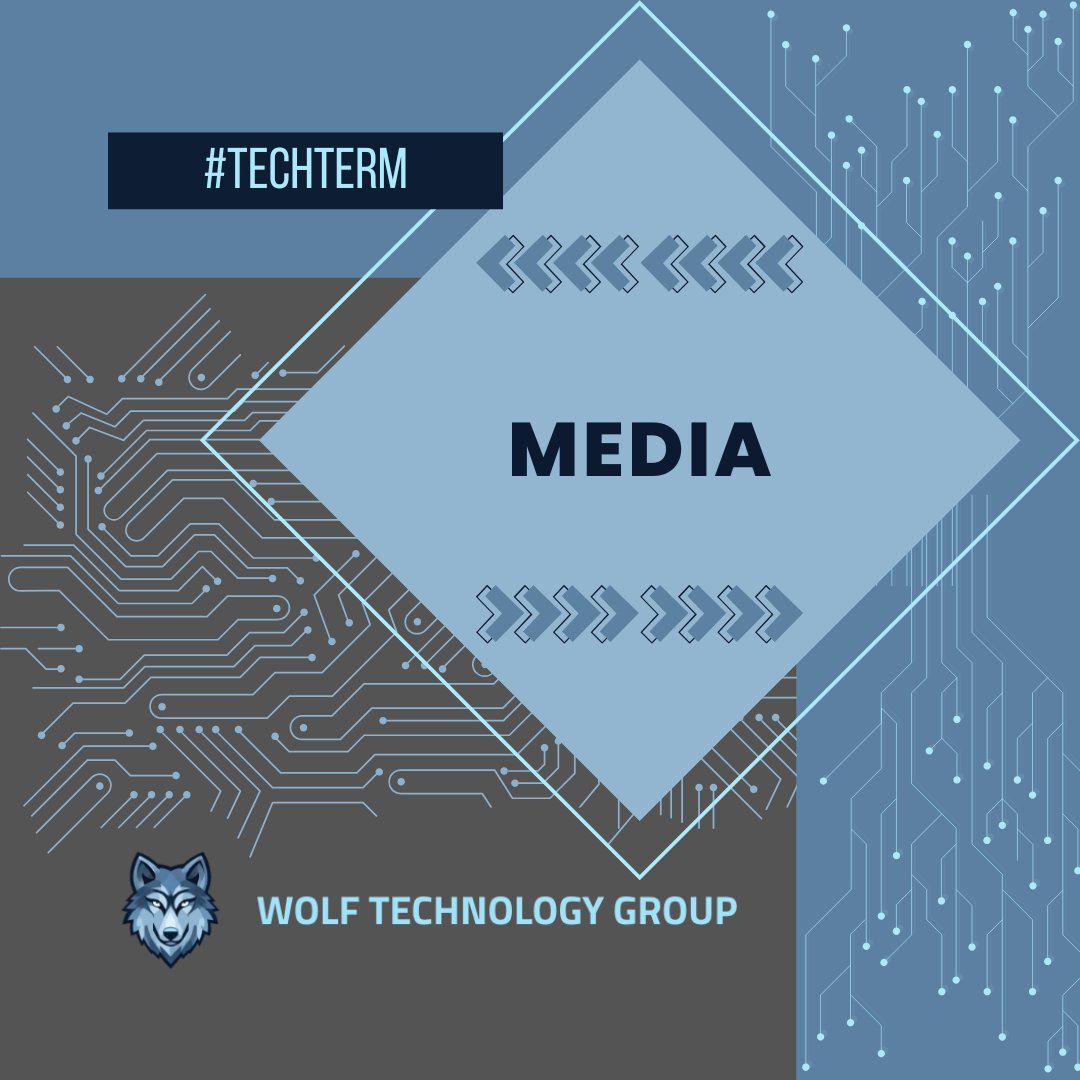 WolfTech's tweet photo. #TechTerm The word "media" has many uses in the context of computers and digital communication. It may refer to digital media content, like images and video, that has been published for broadcast or digital distribution. https://t.co/QuCBr5RC0N