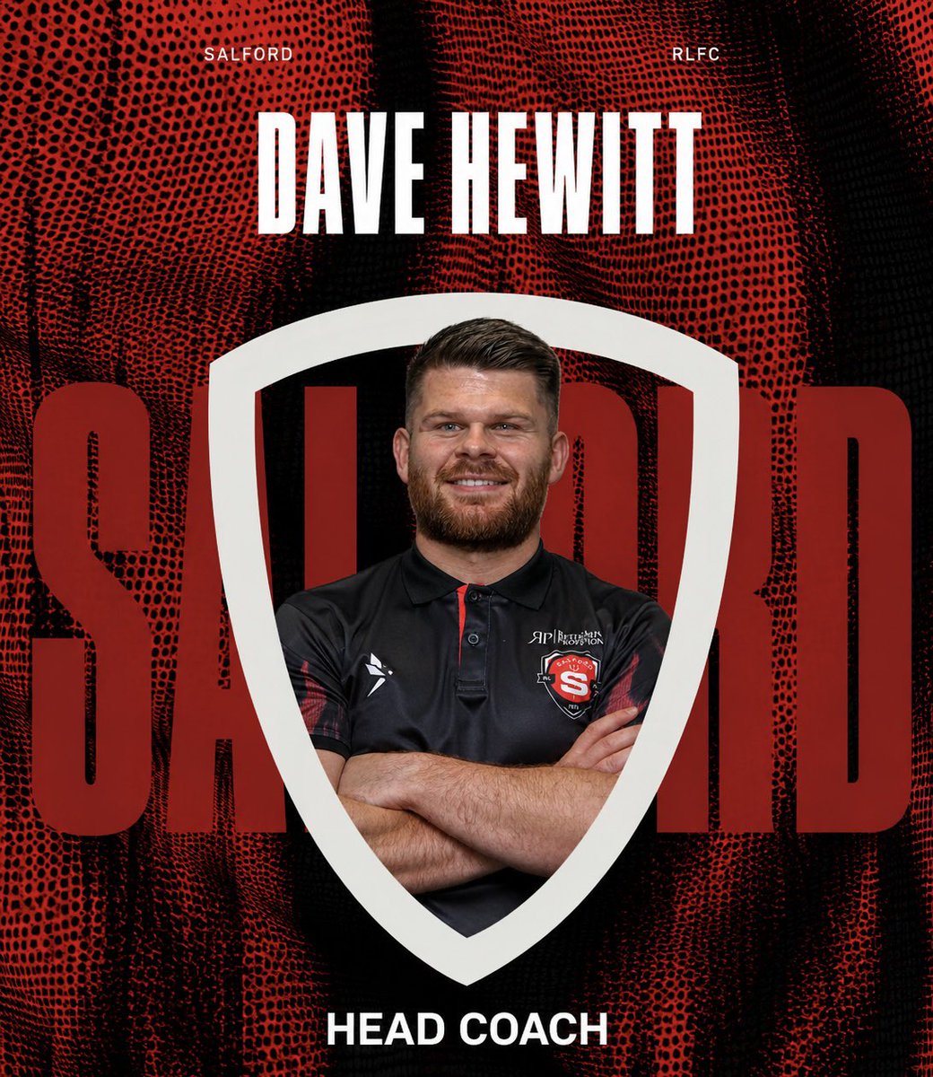 Salford_RLFC's tweet photo. Salford RLFC can confirm @David_Hewitt6 as Head Coach for the remainder of the season, having previously served in an interim capacity  👹✍️

With Brad Dwyer stepping into a dual role as Player Assistant Coach.

Read more below ⬇️ https://t.co/EItor2jm0x