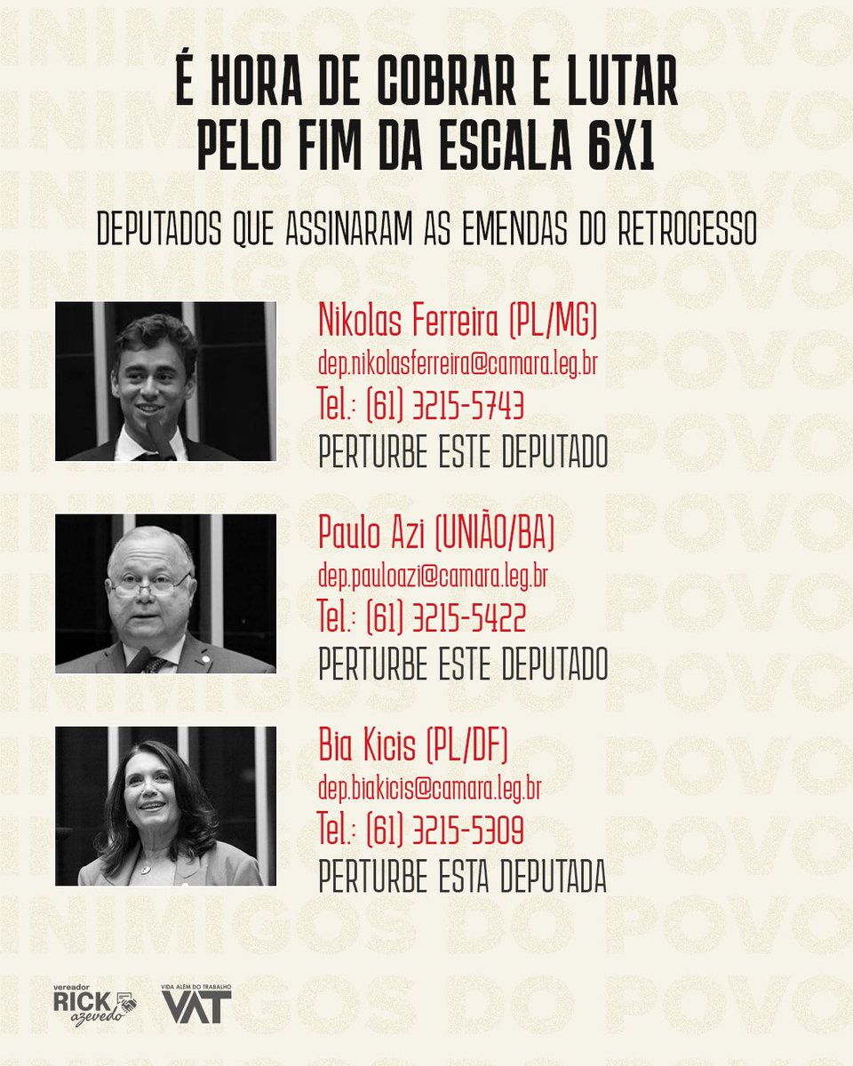 rickazzevedo's tweet photo. Aqui a carinha de alguns dos que assinaram essa barbaridade. Adoram um holofote, então vamos dar pra eles. Sustentados pelo povo, mas agindo pra tirar direitos do povo. VERGONHOSOS! https://t.co/EjSBy6gy9k