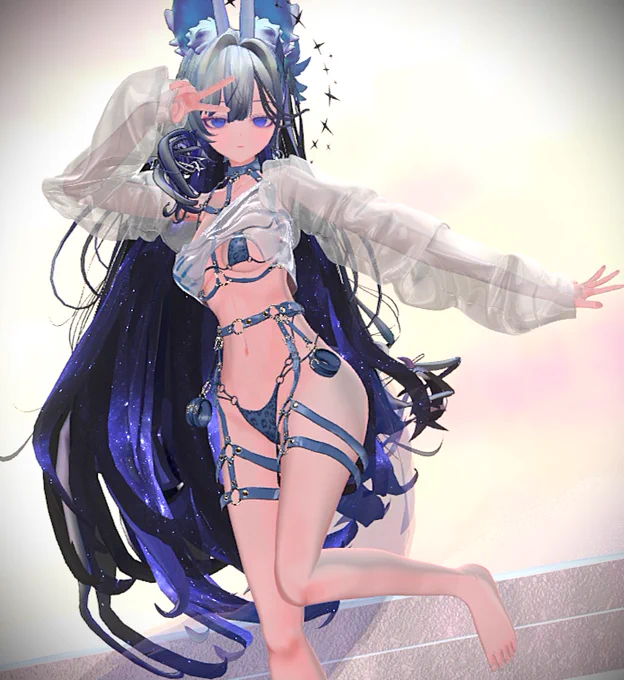 水着を着せてましゅまろPBと埋もれシェーダー設定した #Honoyura3D