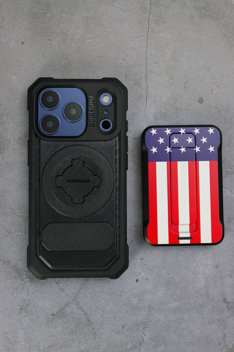 ROKFORM's tweet photo. IT'S HERE. 🇺🇸 
The Special Edition Stars &amp; Stripes 5K Power Bank is available now.
Limited run. Shop now. 
🔗 https://t.co/zgq19BqTNV
.
.
.
#Rokform #StarsAndStripes #LimitedEdition #MagSafe #PowerBank https://t.co/kCQRqbu1sU