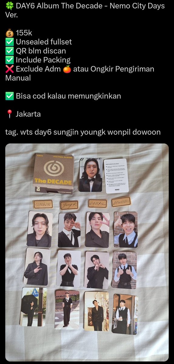 tam_ara221's tweet photo. #wtsday6 WTS Album The Decade Unsealed Fullset Nemo &amp; ID Card Ver.

Yuk diangkut~ masih bisa nego koksss https://t.co/yRkyRo1dfA