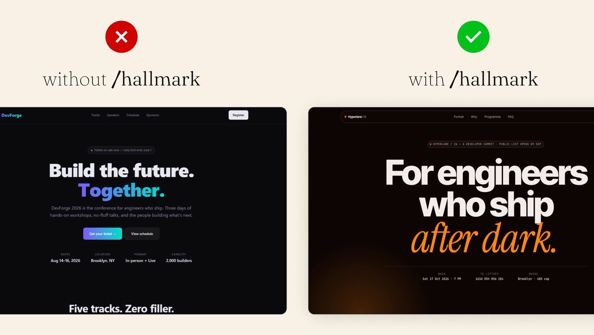 nutlope's tweet photo. It's meant to be a skill that guides your AI agents to avoid the obvious AI tells and be a little more unique.

Built this with @YoussefUiUx, please let us know how we can improve it! We're just getting started 🫡

It's also fully open source: https://t.co/fGYVydzUgY https://t.co/r5AkH7Oeuu