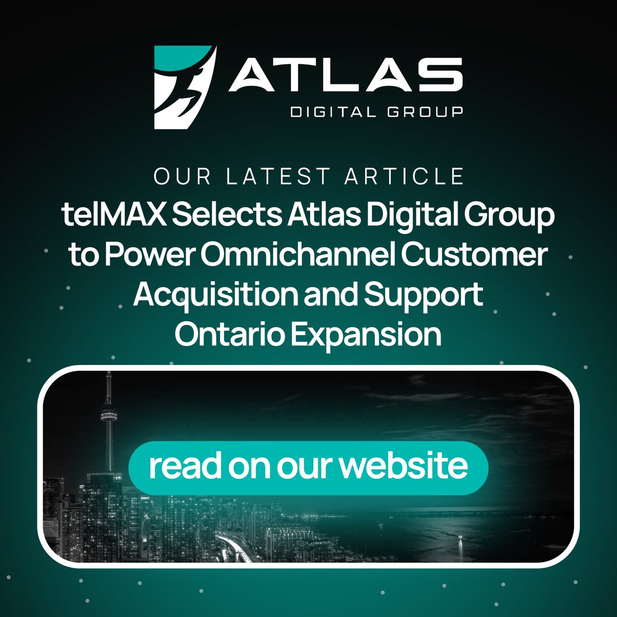 AtlasDigitalGr's tweet photo. Pleased to announce that telMAX has selected Atlas to power omnichannel customer acquisition &amp; support Ontario expansion! https://t.co/muubd5WHN4
#broadband #fiber https://t.co/yIrO5btgN0