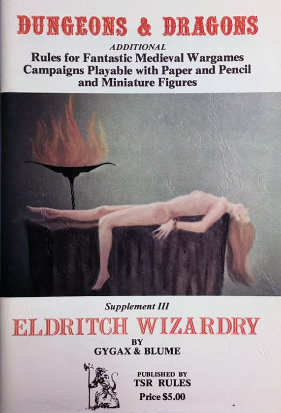 A_DungeonDelver's tweet photo. Three "salacious" illustrations for AD&D (the 2 black and white pieces) and Original D&D (color plate) by the artist Darlene, and Deborah Larson respectively.

I don't understand why that aesthetic had to go away.

Well, wait, yeah I do.  It was the moral panic, when TSR started letting blue haired church ladies dictate how D&D would progress...I don't know why that mindset continued after they had been thoroughly debunked.