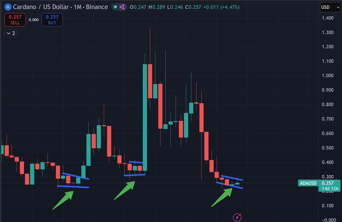 Spidex_ag's tweet photo. 🔥 $ADA on @cardano is giving me a pretty clear “spring compression” feeling right now 👀

Three different touches around the 0.24–0.25 support zone have all resulted in strong reactions upward.
Every time $ADA consolidates inside this falling wedge structure, a short-term pump tends to follow shortly after.

If history repeats itself, I’m expecting $ADA to:
• reclaim the 0.30$ zone
• push toward 1$ on a stronger breakout
• potentially open the door for a larger recovery move once volume returns

What I’m watching closely:
• Holding above 0.24$ = bullish structure remains intact
• Breaking below this zone = setup invalidated

For now, I’m still leaning toward the idea that $ADA is accumulating before the next major move 📈