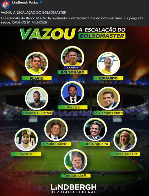 Sergiomariano6's tweet photo. ESCALAÇÃO DO BOLSOMASTER
#Canalhas #corruptos sempre reunidos para saquear a população. #Cadeianeles
#convocação #cadeia #vagabundo
CHEGA DE FAMÍLIA BOLSOMASTER / FLÁVIO BOLSONARO É O CRIME / FLAVIO BOLSOMASTER / Faria Lima / Atlas / Pesquisa https://t.co/hU3k1Mk4Q9