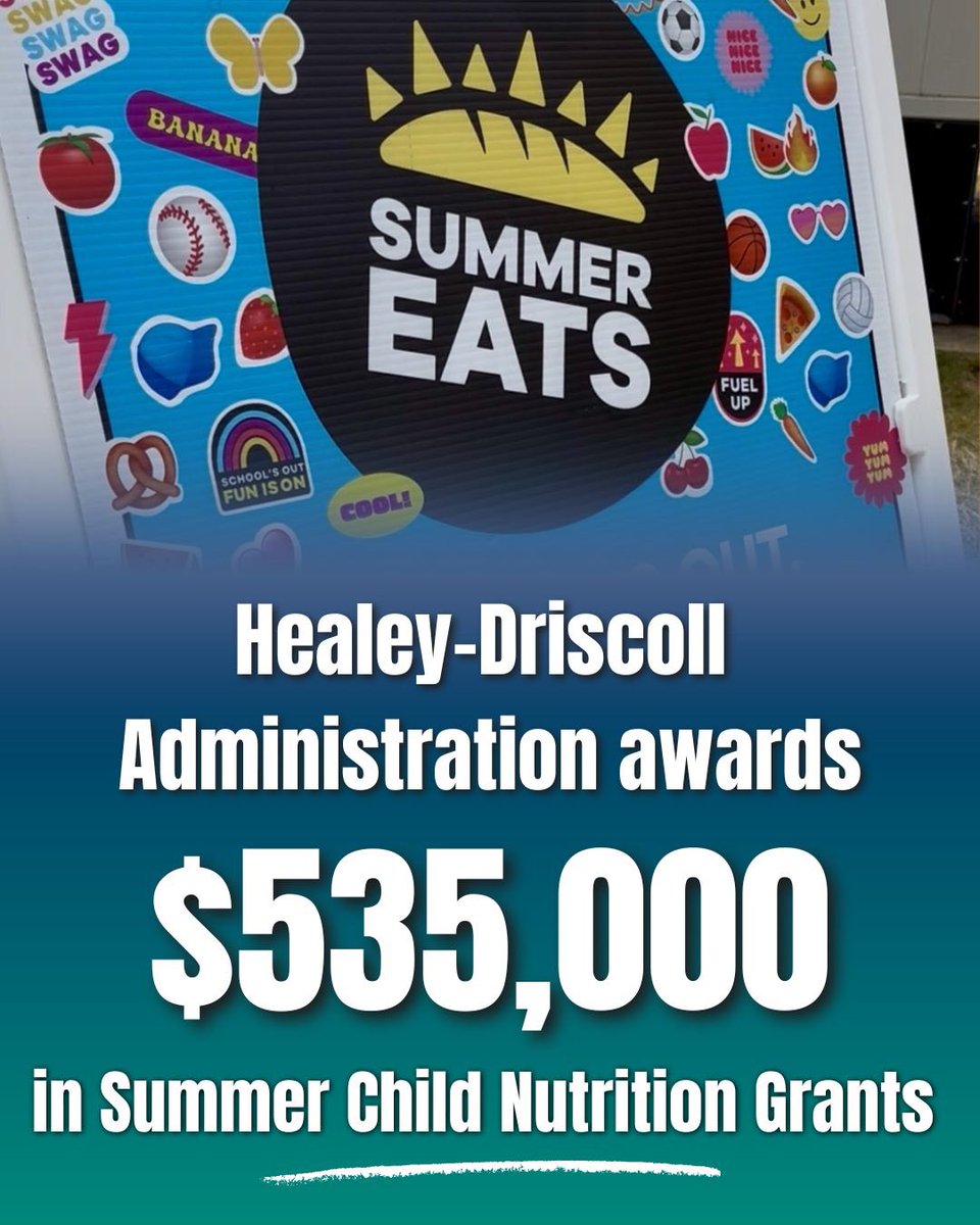 MassEducation's tweet photo. We are making sure no MA child goes hungry during the summer months.☀️🍏

This funding will support 55 orgs. hosting Summer Eats meal sites, providing children with free, healthy meals when they do not have access to school meals.🌞🍌@MASchoolsK12 

https://t.co/F8EQZHoKYL https://t.co/vFHL3vkPpl