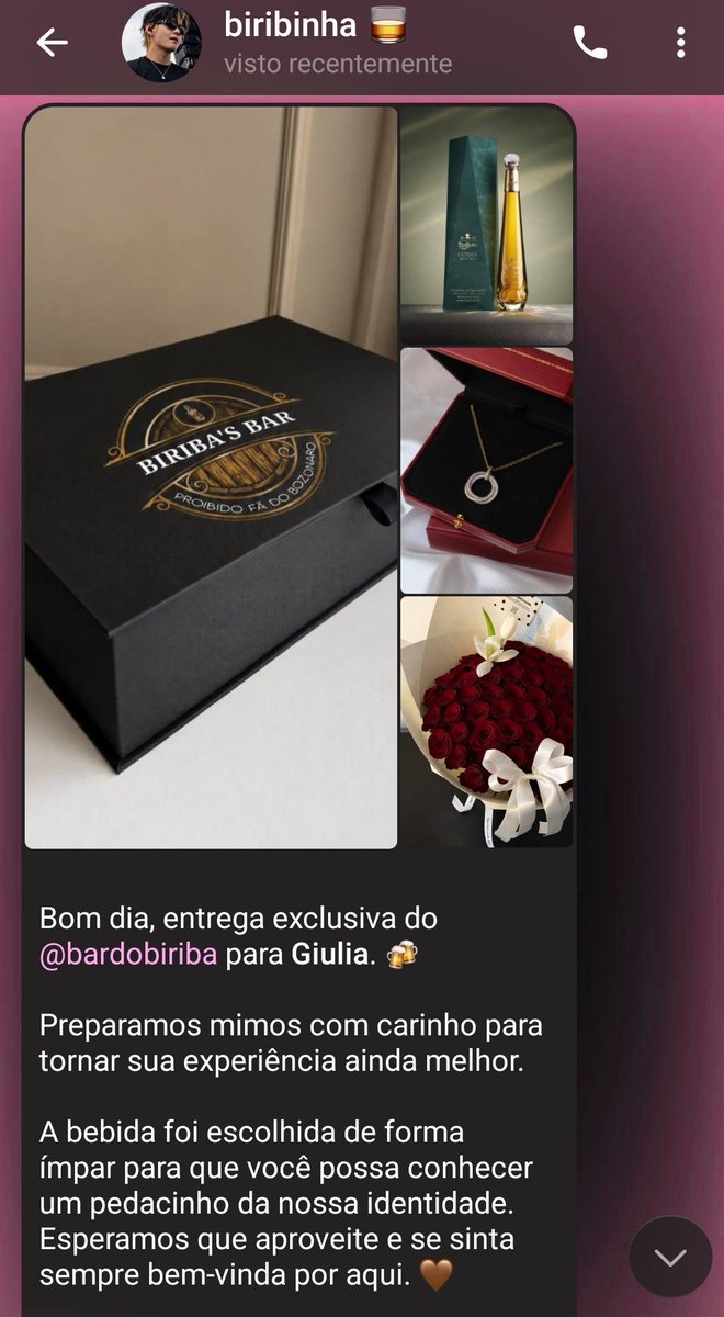 Lwmnade's tweet photo. Ganhei um mimo do meu amigo @ZHANINNI dono do @BIRIBASBAR que me deu uma tequila simplesmente ✨️deliciosa✨️, flores lindas e um colar maravilhoso. https://t.co/gbGNXCZ8uh