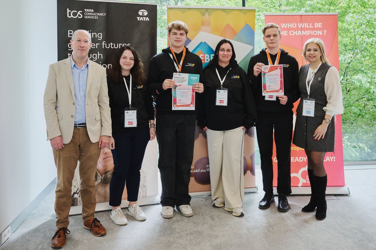 EBFeu's tweet photo. Congrats to the winners of #EuropeanMoneyQuiz 2026! 
🥇 Greece🥈 Latvia🥉 Italy

Students from 30 countries gathered in Brussels for the 9th edition of Europe’s financial literacy competition for 13–15-year-olds.

Thanks to students, teachers and banking associations!

#EMQ2026 https://t.co/PIp7m3OReM