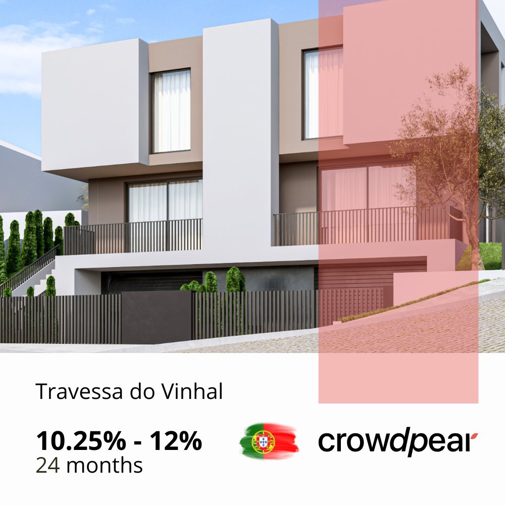 crowdpear's tweet photo. The investment offer, "Travessa do Vinhal", with up to 12% annual interest, is available on Crowdpear.
Find project details at https://t.co/NQ932Gc6ZL.
#crowdpear
We responsibly select the projects we offer to investors. We also remind you that investing is associated with risk. https://t.co/coFjLqqE4W