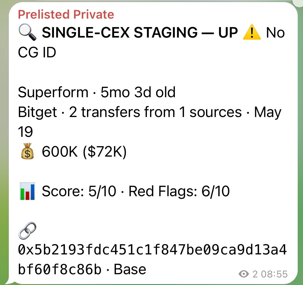 prelisted_io's tweet photo. ✅ PUBLIC CONFIRMATION: $UP (Superform) listed on #Bitget

📡 Detection lead: 7.3h
🛰️ 5 on-chain signals
⚠️ No CoinGecko ID at detection

Early signals don’t always arrive with perfect metadata.
Sometimes the strongest clue is simply repeated exchange flow behavior.

Proof below ↓
#crypto #cryptoalpha #onchain #web3