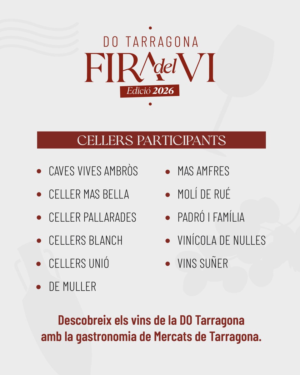 DOTarragona's tweet photo. Descobreix els protagonistes de la Mostra de Cellers de la Fira del Vi de la #DOTarragona! 🍷✨

Més info a https://t.co/A9QCaiLNAi https://t.co/XUxfGldvms