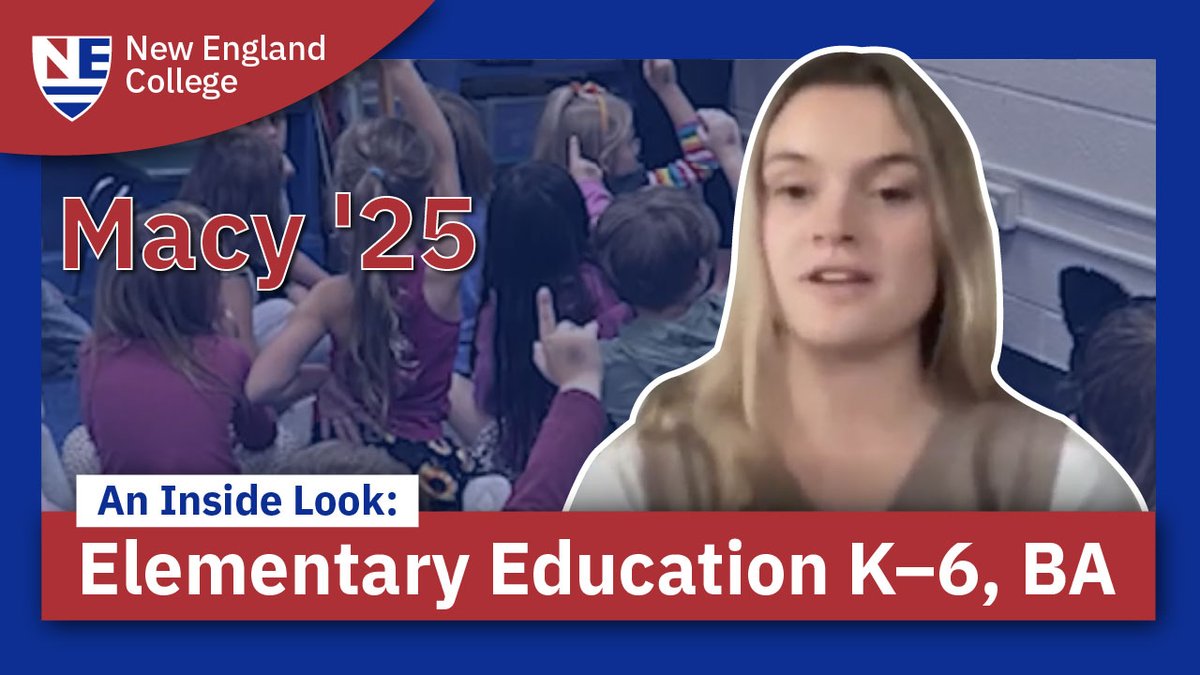 NewEngCollege's tweet photo. Step into the classroom, build real teaching experience, and discover what it means to make an impact as an educator. 🍎   

Hear from Macy ’25 about why she chose New England College, what she loves most about learning to become a teacher, and how the Elementary Education K–6 Licensure, BA program and being a college athlete helped shape her journey.

Watch today and be sure to subscribe! 
➡️ https://t.co/fqbnvu2N9G

@NEC_Athletics #IamNEC