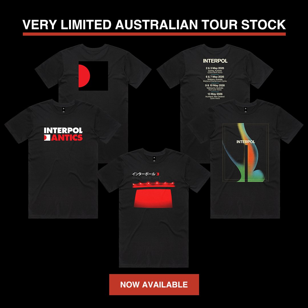 Interpol's tweet photo. Limited AUS tour merch available now: https://t.co/j1UzdxL38N https://t.co/pkjCKESH3a