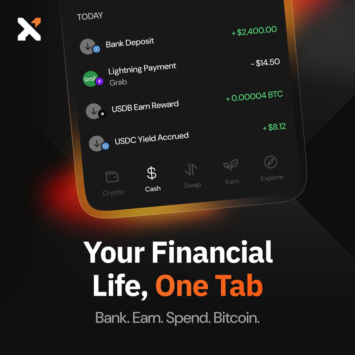 xverse's tweet photo. Open Xverse. Tap Cash.
You'll never open your old banking app ever again:

A bank deposit landed 3 hours ago.
Already converted to digital dollars.
Cash that's already earning you yield.

This tab used to be empty. Now it can run your 24/7 financial life. https://t.co/hdO6UoDsQn