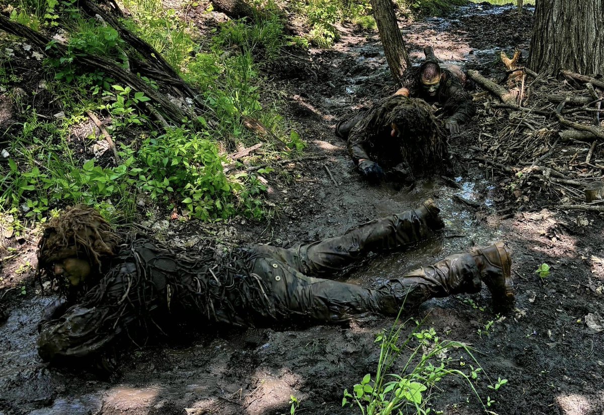 Missouri_NG's tweet photo. Rain, shine, or mud — always training. Soldiers from the Scout/Sniper Platoon, HHC, 3-138 Infantry Regiment conducted a Ghillie Wash to prepare camouflage systems. #ArmyTraining #OperationalReadiness https://t.co/RJ5UvUA4Xb