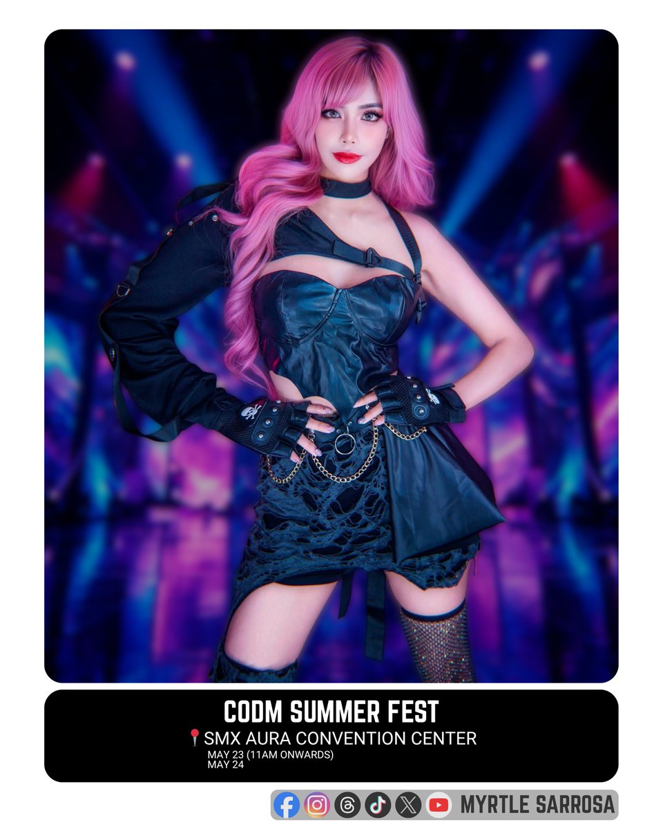 MyrtleGUpdate's tweet photo. Credits: Myrtle Sarrosa | Garena Call of Duty Mobile
#MyrtleGailSarrosaUpdate
CODM SUMMER FEST
Catch Myrtle Sarrosa and the girls perform live on May 23 (11AM)! Myrtle Sarrosa will also be there on May 24!
#GarenaCallOfDutyMobile #GarenaCODM #CODMSummerFest2026 #MyrtleSarrosa https://t.co/O7DYvvn9UU