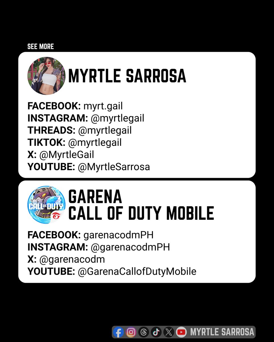 MyrtleGUpdate's tweet photo. Credits: Myrtle Sarrosa | Garena Call of Duty Mobile
#MyrtleGailSarrosaUpdate
CODM SUMMER FEST
Catch Myrtle Sarrosa and the girls perform live on May 23 (11AM)! Myrtle Sarrosa will also be there on May 24!
#GarenaCallOfDutyMobile #GarenaCODM #CODMSummerFest2026 #MyrtleSarrosa https://t.co/O7DYvvn9UU