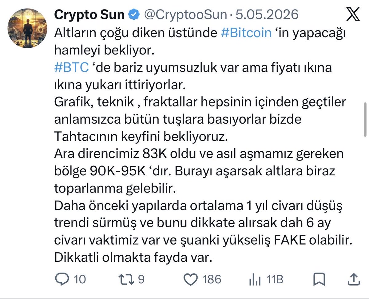 CryptooSun's tweet photo. Dostlar gelelim #Crypto tarafına, altlar hafif toparlarken uyarıda bulunmuştum şimdi o uyarıları hem görsel olarak hemde paylaşımları alıntılayarak yoruma bırakıyorum ki iyice okuyunuz analizlerin kıymetini anlayınız. 
Daha uzun açıklamalarda yapmıştım isteyen profilimden diğer analizleri de okuyabilir. 
Ara direncide yazdık ve tam nokta rakam çalıştı. Düşüncemizi yani fikrimizide yazmıştık.
Şimdi ise odak noktamız 69K-75K arası olmalı. Önemli bir destek noktasındayız. 
Tamam mı yoksa düşüşe devam mı arası diyeceğimiz bir nokta yani #BTC 69K-75K altında kapanış yaparsa satış hızlanabilir. 
Olası bir düşüş senaryosunda aşağılarda daha önce bahsettiğim rakamları hatırlayanlar var mı ?
Sıkı takipçilerden kimler hatırlıyor bir görelim…