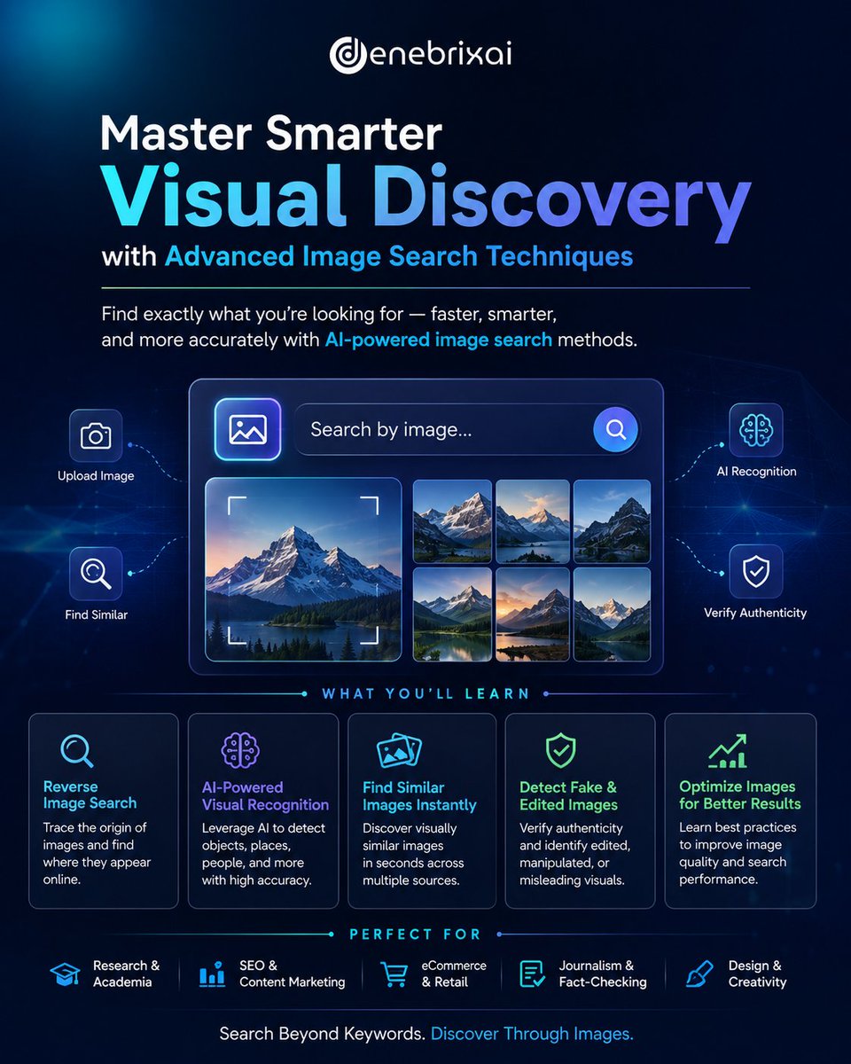 denebrixAi's tweet photo. Master smarter visual discovery with AI-powered image search. 🖼️🔍
Find similar images, verify authenticity, detect edits, and uncover exactly what you need in seconds.
🔗 Learn more: https://t.co/rpaLUlcVMz
#ImageSearch #ReverseImageSearch #AI https://t.co/uvremrBNpw