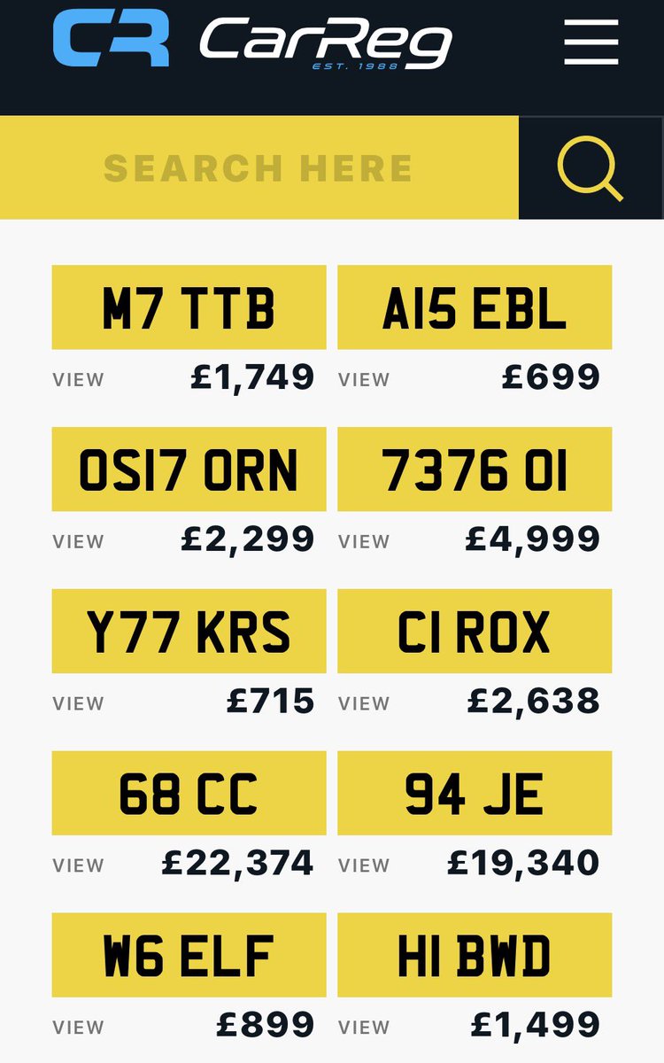 CarReg - Private Number Plates tweet media