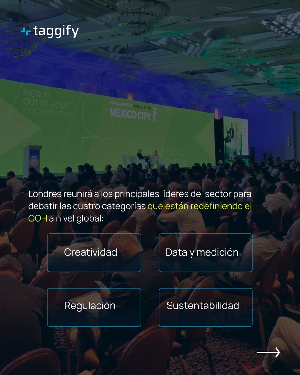 Taggify_'s tweet photo. Llega el  @worldoohorg's Annual Congress 2026 🌍🇬🇧

Del 3 al 5 de junio, Londres va a ser el centro de la industria OOH.  

Y Taggify va a estar ahí. 

Explorá los detalles del congreso más importante de OOH: 👇
https://t.co/IU9ZIOir8r

#OOH #WOOLondon26 #DOOH https://t.co/oQtb5RGU2k