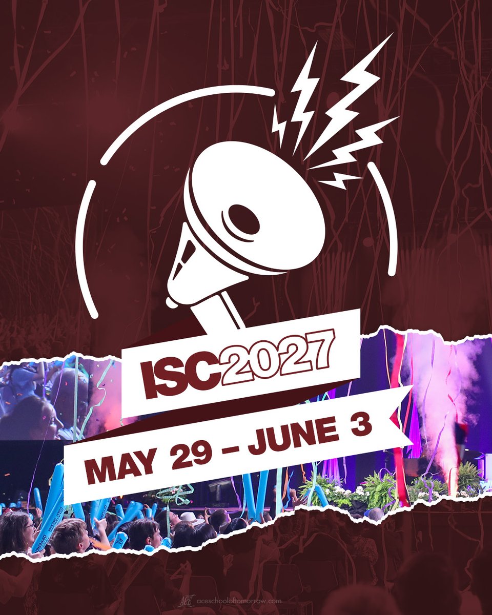 acecurriculum's tweet photo. With ISC 2026 right around the corner, it’s not too early to start planning to attend the next International Student Convention—May 29-June 3, 2027. Your students will join others from around the world for this life-changing week. Learn more: https://t.co/xeFghrTUDn
#ISC2027 https://t.co/Vm2SCfRxgI