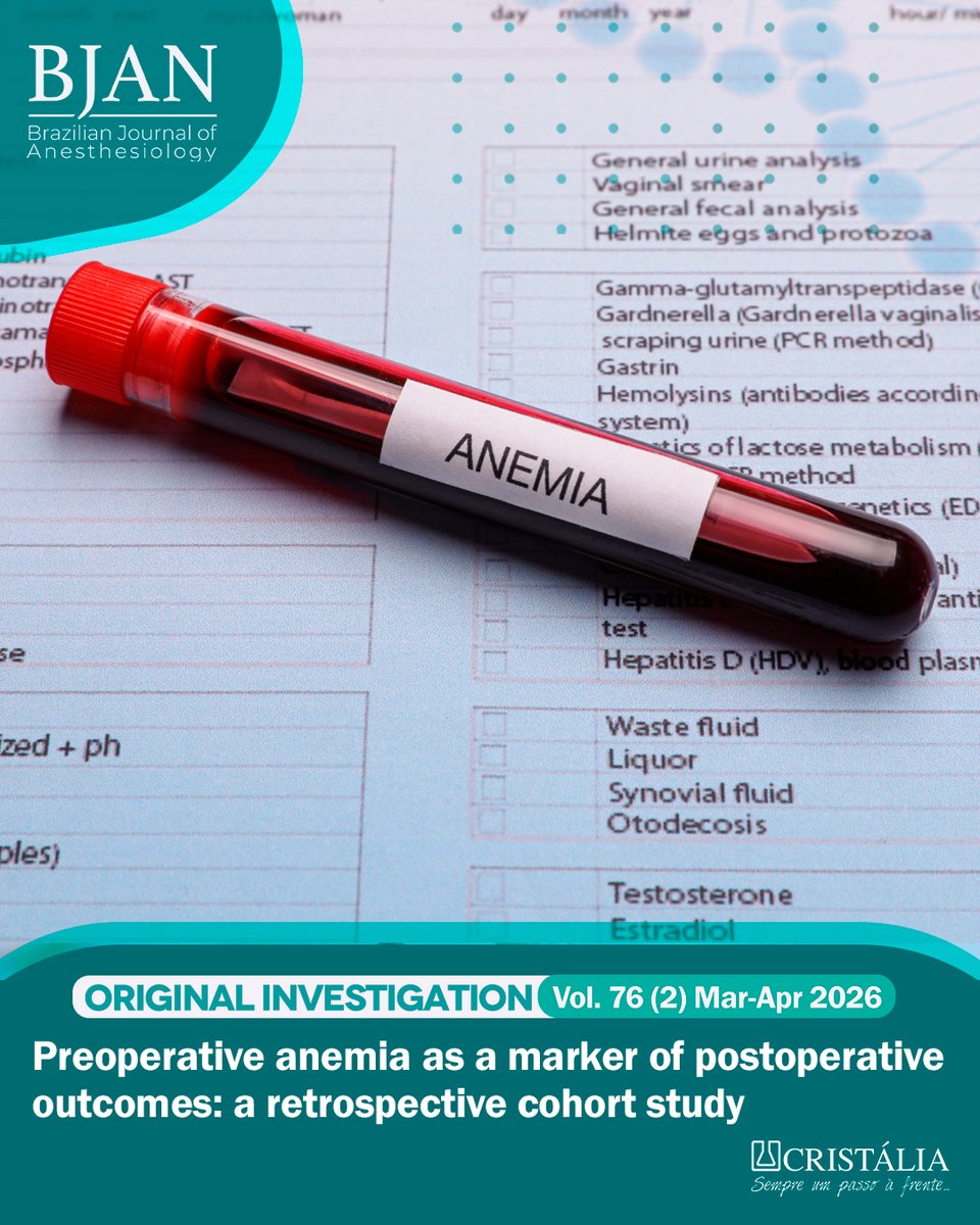 joinBJAN's tweet photo. 📚✨ This study evaluated the association between preoperative anemia severity and clinical outcomes in patients undergoing elective noncardiac surgery.

📌 Check out the complete results: https://t.co/V99VVAJPMb (link in bio)

#joinBJAN #citeBJAN #SBA #anestesiologia #anestesia #anesthesiology #bloodmanagement #preoperativecare #postoperative #anemia