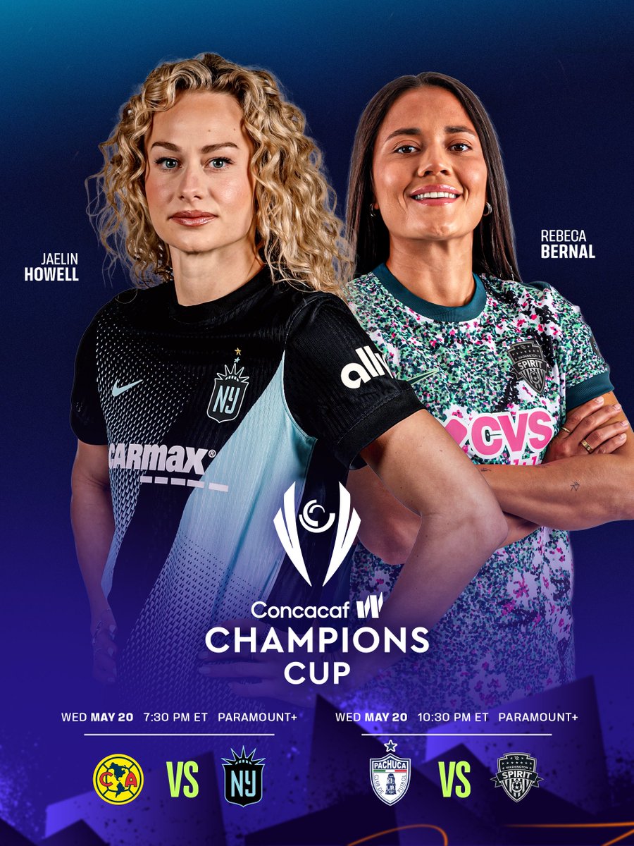 NWSL's tweet photo. Taking the NWSL global 🌎✈️

Catch Gotham FC and Washington Spirit in their W Champions Cup matches tomorrow on Paramount+! https://t.co/V1D7fwtMAx