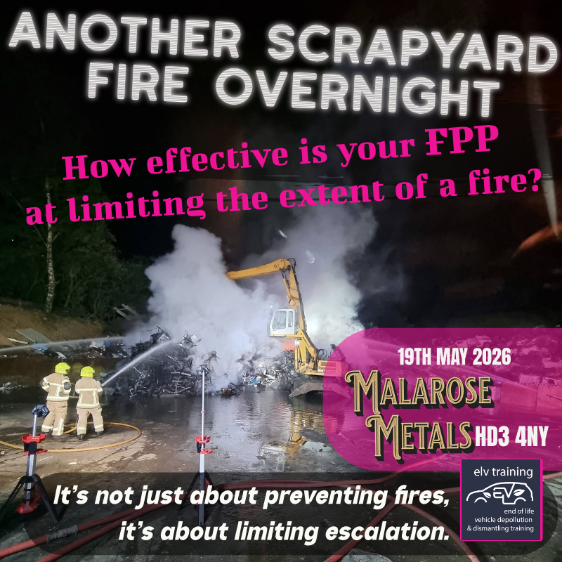 elvtraining's tweet photo. Large scrapyard fire at Malarose Metals in Huddersfield last night. Hopefully everyone involved is safe, the damage is limited, and the business can recover quickly.

Incidents like this should serve as a reminder that no waste site or scrapyard is infallible. https://t.co/enHLfqmCd9