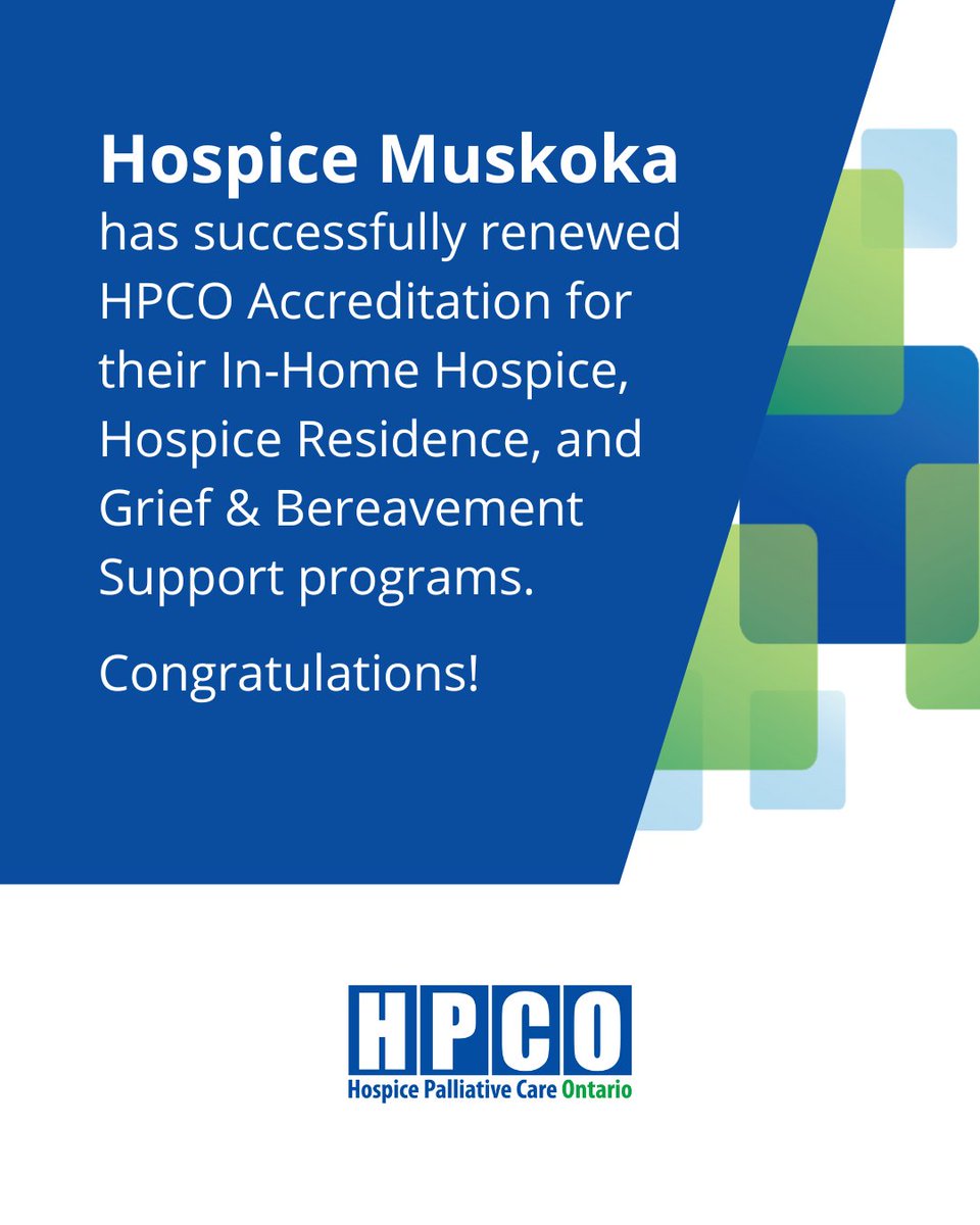 HPCOntario's tweet photo. Congratulations to Hospice Muskoka for demonstrating ongoing commitment to quality improvement and continuous learning. 

Learn more about HPCO Hospice Accreditation: https://t.co/6zA9TaGbVM 

#hpco https://t.co/DEwrU7ykff