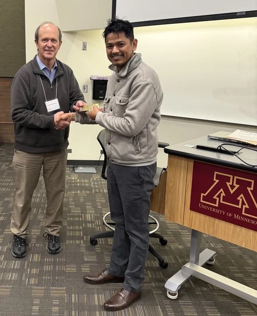 SDStateABE's tweet photo. Congratulations to ABE students on their success at the 2026 ASABE North Central Regional Meeting in St. Paul!
Samir Bhandari, graduate student of Dr. Pappu Yadav, placed 1st in the poster competition, while Manoj Lamichhane, graduate student of Dr. Sushant Mehan, placed 2nd. https://t.co/sDEyHTNAyt