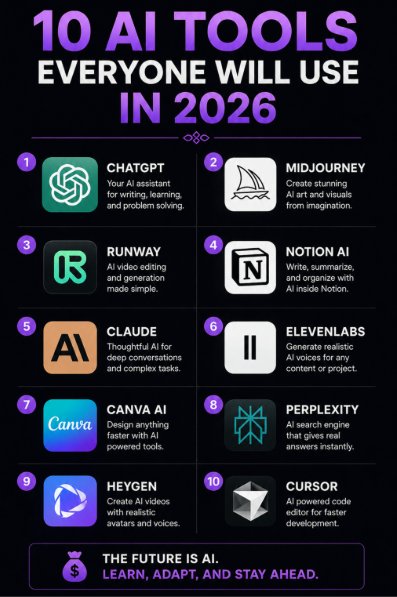 SF_JANNAT95's tweet photo. Most people still use AI for fun.
The smart ones are using it to build leverage.

In 2026, AI literacy will matter more than ever.

Learn the tools now or fall behind later. 🚀

Follow for more. https://t.co/k8rWLbDrxt